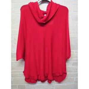 NEW Studio Works Plus Size 2X Red Sweater Cowl Neck Ruffle Bottom NWT